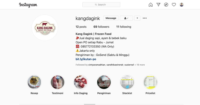 Jualan Daging Beku Online Via Instagram